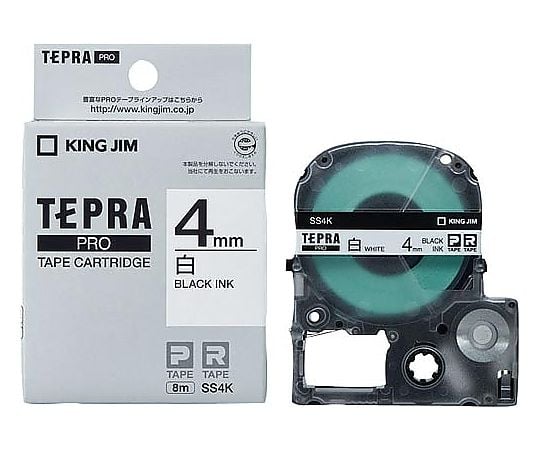 Tepra PRO Tape White Label 4mm Black Lettering SS4K 1pc