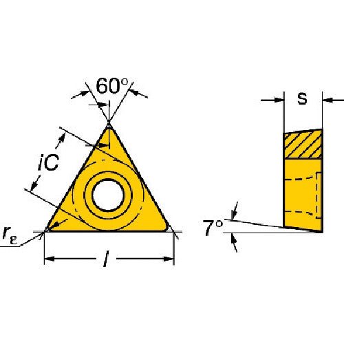 サンドビック　コロターン１０７　旋削用ポジチップ（１３０）　５０１５　TCGX 11 02 04 L　10 個