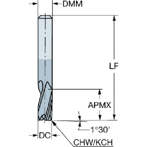 サンドビック　超硬スクエアエンドミル　コロミルプルーラ（７３２）　刃径６ｍｍ　刃長１０．５ｍｍ　全長５７ｍｍ　シャンク径６ｍｍ　１６３０　1P231-0600-XA　1 本