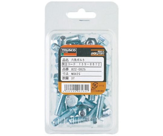 六角ボルト ユニクロ 全ネジ M12×70 8本入　B22-1270 1パック(8本入)