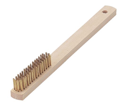 Wooden Handle Brass Brush, 4 Rows, Brass, TB-5008-10, 1 Piece