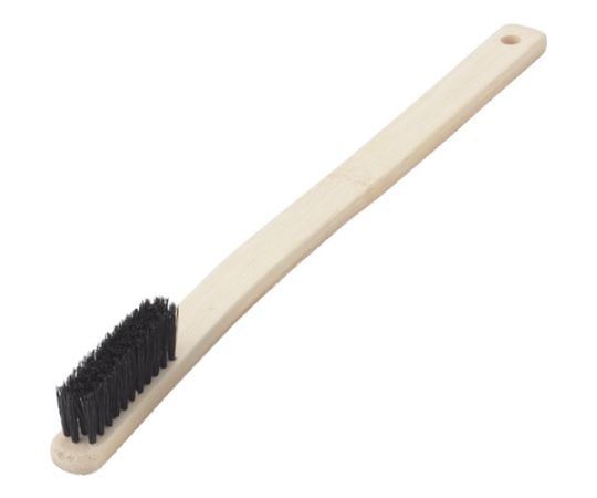Machine-planted bamboo brush, curved handle, hog bristles, 3 rows, TB-7002, 1 piece