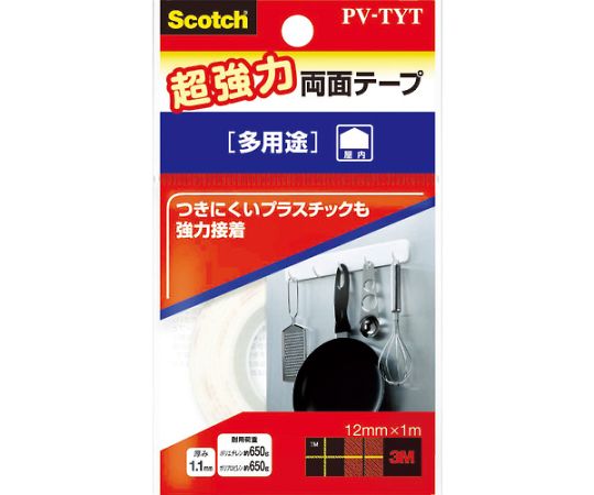 스카치 초강력 양면 테이프 실내 다용도 12mm×1m 화이트 PV-TYT 1권