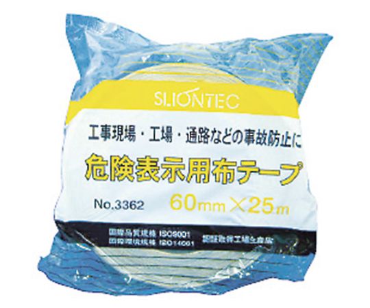 危険表示用布粘着テープ60mm×25m イエロー/ブラック　336200-SS-00-60X25 1巻