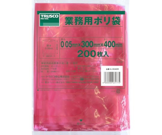 Small plastic bag, length 400 x width 300 x thickness 0.05, red (200 pieces) A-3040R, 1 bag (200 pieces)