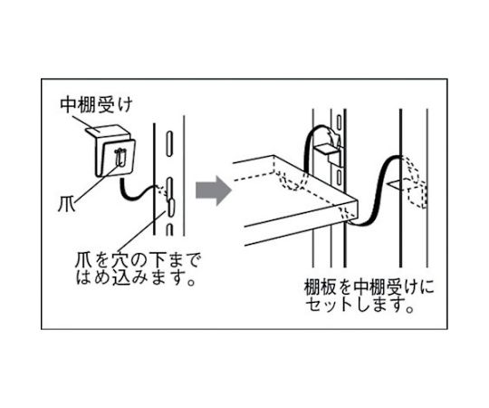 軽量棚　中棚ボルトレス型用中棚受け金具　LI-TU 1個