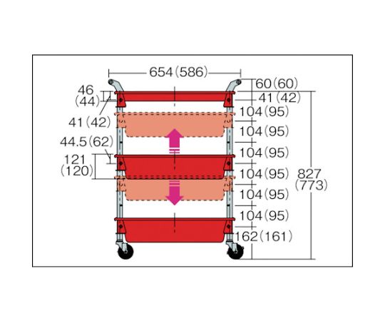 Tool Wagon Royal 586 x 320 x 833 2 deep, 1 shallow, yellowish green TWR-4-GR 1 unit