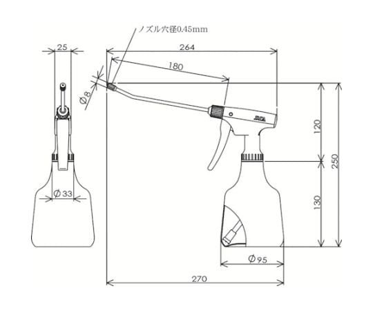 スプレー容器 ダイヤスプレーロングピストル レッド 500mL　530-11 1個