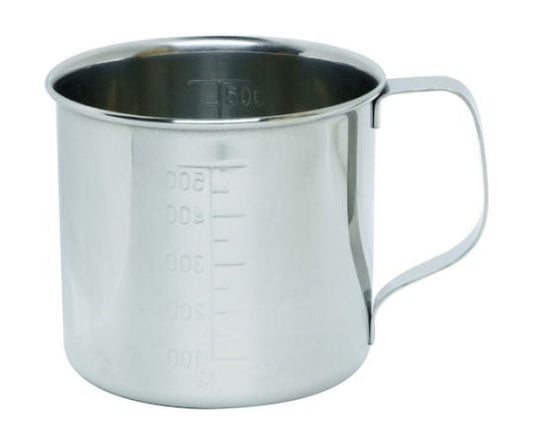 Measuring cup, stainless steel beaker, no spout, capacity 0.5L, TSH634, 1 piece