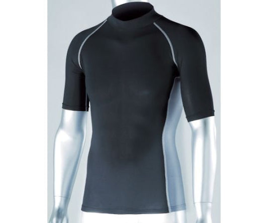 Cooling, deodorizing power stretch short-sleeved high-neck shirt, black, L, JW-624-BK-L, 1 piece