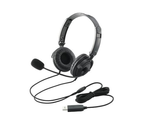 USB Headset Microphone Binaural Over-the-Head 1.8m Foldable 40mm Driver Black HS-HP20UBK 1 Pack