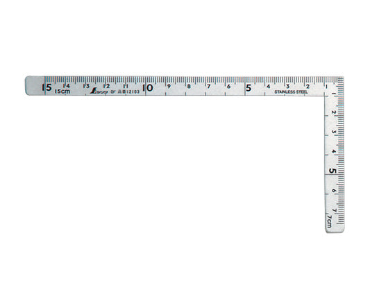 Small Carpenter Ruler, Gosun-boshi, Stainless Steel, 15 x 7.5 cm, Same Pattern on Front and Back, 12103, 1 Piece