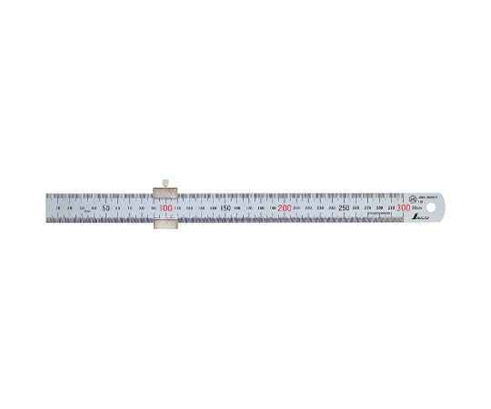 Straight ruler, silver, 30cm, with red numbers and stopper, JIS 76752, 1 piece