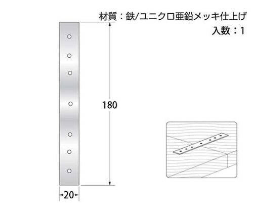 七ッ穴プレート 180×20mm 1セット（5個入）　16783 1セット(5個入)