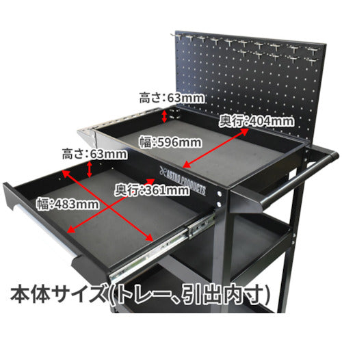 アストロプロダクツ　ＡＰ　ツールワゴン３段　引出＆パネル付　ブラック　ＴＷ０９８　2003000010985　1 台