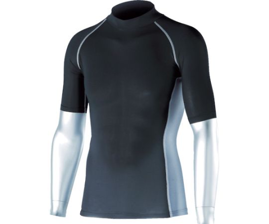 Cool and deodorizing power stretch short sleeve high neck shirt Black 3L JW-624-BK-3L 1 unit