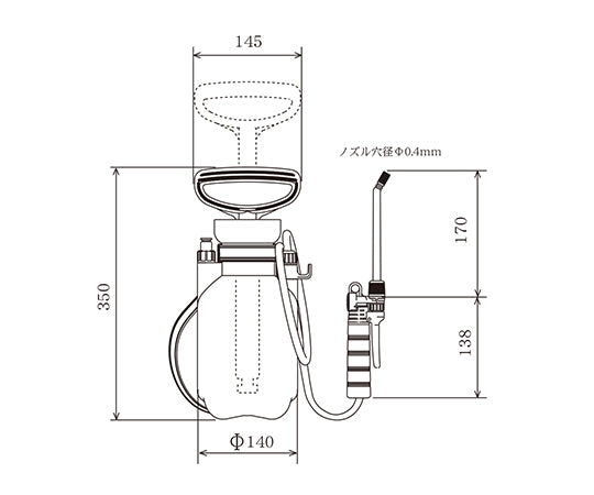 압력식 분무기 단두 호르몬제 살포용 1L 17cm 노즐 부착 No.7010 1개
