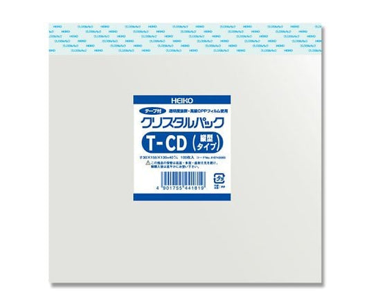 HEIKO OPP袋 クリスタルパック T-CD(縦型) (テープ付き) 100枚　006743000 1パック(100枚入)