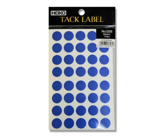 HEIKO Tack Label (Sticker) No.026 Round Blue 14mm 680 Pieces 007062644 1 Pack (40 Pieces x 17 Sheets)
