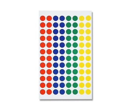 HEIKO Tack Label (Sticker) NO.649 Round Assorted Φ9mm 672 Pieces 007062137 1 Pack (96 Pieces x 7 Sheets)