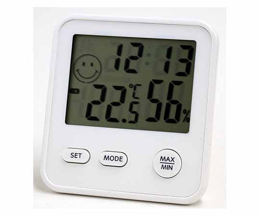 Digital Mini Thermometer and Hygrometer Clock Silky White TD-8321 1 piece