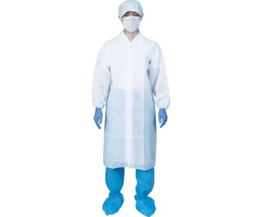 Non-woven lab coat (Velcro type) L (50 pieces) Length 108cm AFWM-L 1 box (50 pieces)