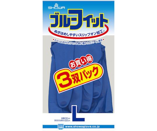 염화 비닐 장갑 블루 피트(얇은) 3쌍팩 L사이즈 NO181-L3P 1봉(3쌍입)