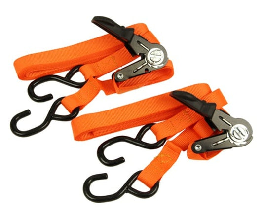 E-Value ラチェット式ベルト荷締機 4.5m オレンジ 1セット（2個入）　ERT-25SR 2PCS 1セット(2個入)