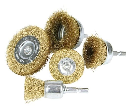 E-Value Hexagonal Shaft Wire Brush Set 5PC 5PCS 1 Set