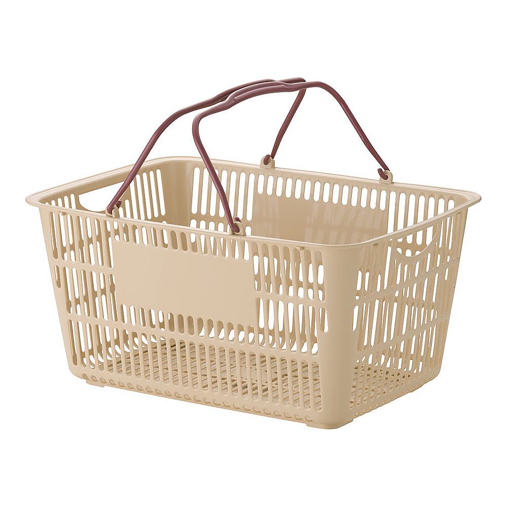 ショッピングバスケット ベージュ/エンジ　U-33 1個