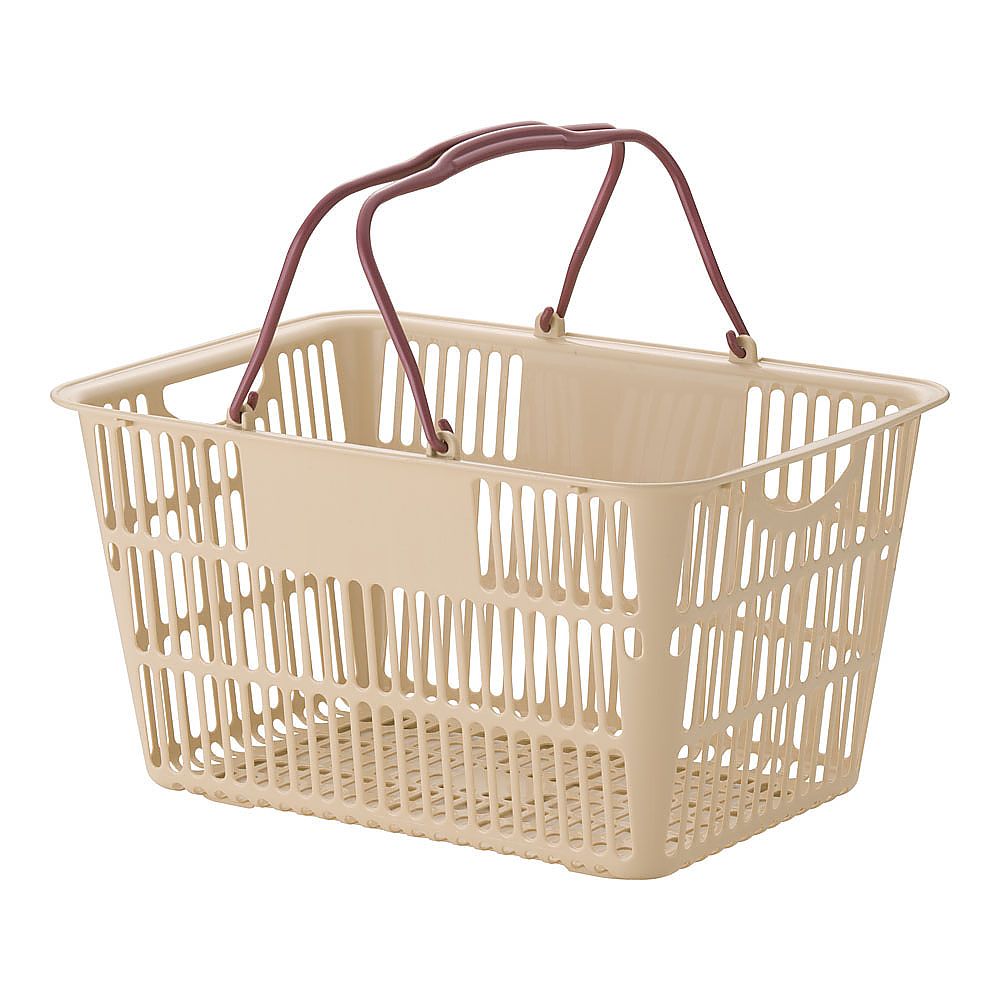 ショッピングバスケット ベージュ/エンジ　U-28 1個