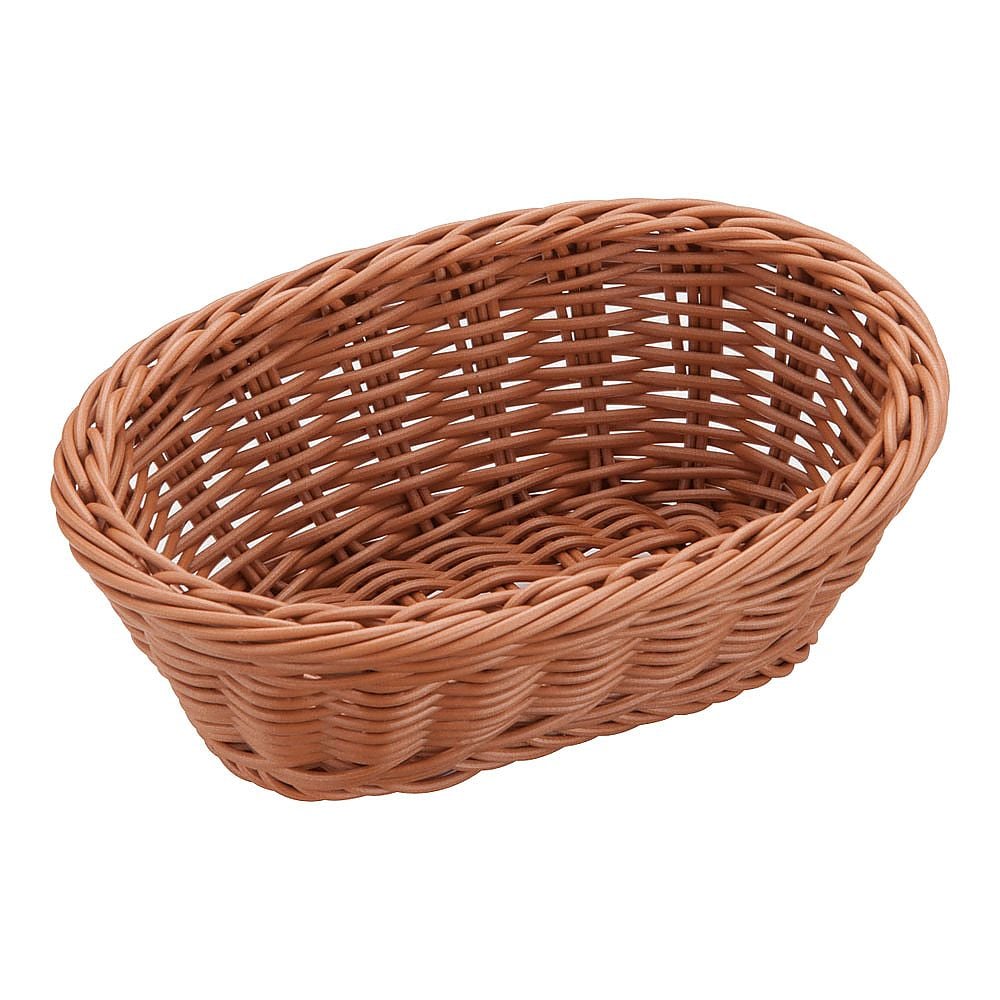 樹脂バスケット 小判型 茶　91-067B 1個