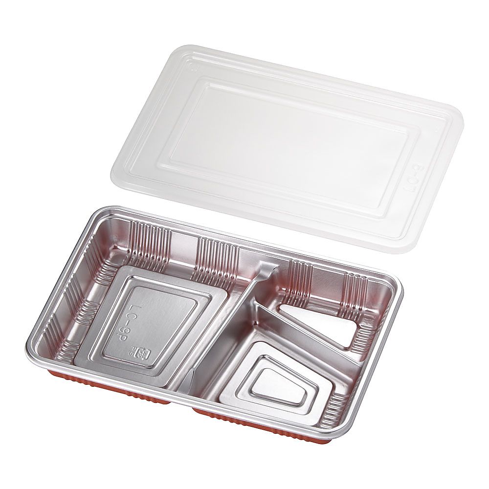 仕切付弁当容器 透明蓋付 (100セット入)　LC-9P 1ケース(100セット入)