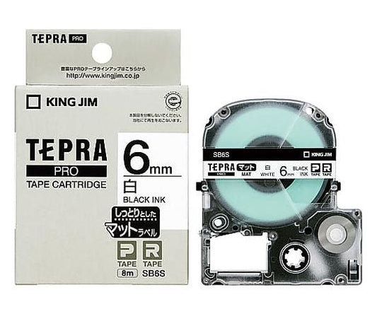 Tepra PRO Tape Matte White Label 6mm Black Lettering SB6S 1pc