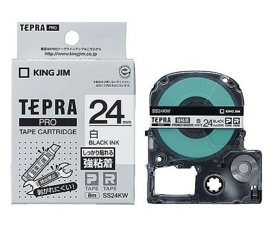 테프라 PRO 테이프 강점착 화이트 라벨 24 mm흑문자 SS24KW 1개