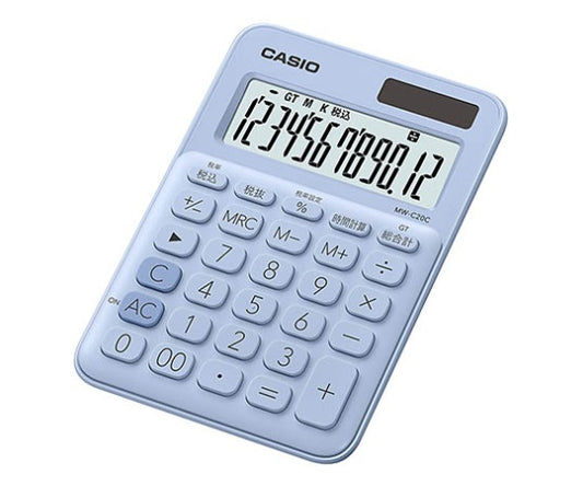 ミニジャスト型カラフル電卓(12桁) (ペールブルー)　MW-C20C-LB-N 1個