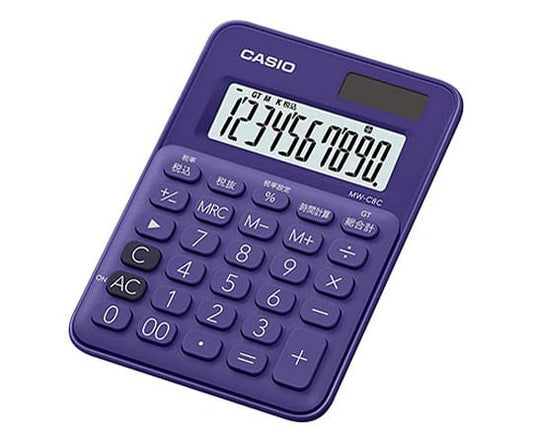 ミニジャスト型カラフル電卓(10桁) (パープル)　MW-C8C-PL-N 1個