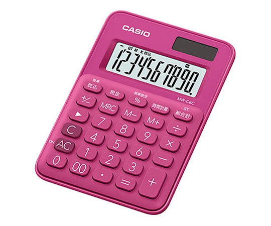 ミニジャスト型カラフル電卓(10桁) (ビビッドピンク)　MW-C8C-RD-N 1個