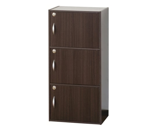 鍵付き3段ボックス ブラウン　39350 1個