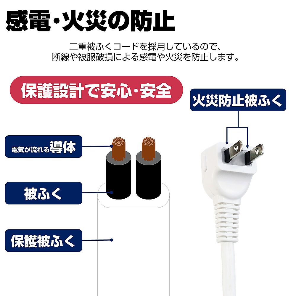 LEDランプスイッチ付タップ ウエ 3m 4個口　WLS-LU430MB(W) 1個