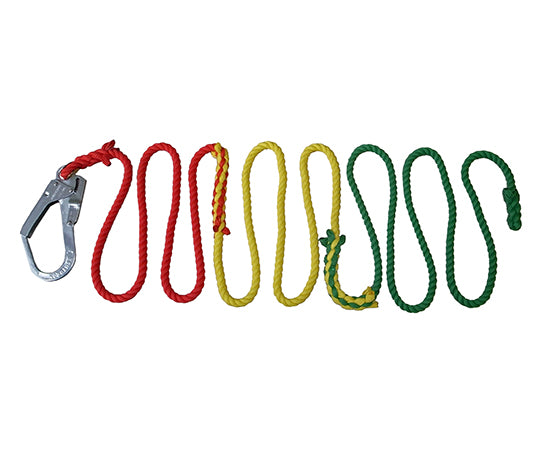 Assistance and guidance 3-color execution rope with large diameter hook on one side 12mmφ×5m 3-color connected type 3CONNECTED-5 1 piece