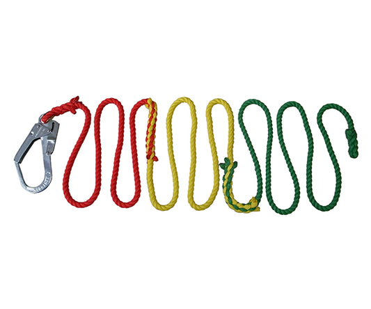 Assistance and guidance 3-color execution rope with large diameter hook on one side 12mmφ×5m 3-color connected type 3CONNECTED-5 1 piece