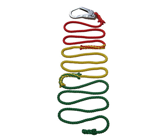 Assistance and guidance 3-color execution rope with large diameter hook on one side 12mmφ×5m 3-color connected type 3CONNECTED-5 1 piece