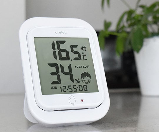 デジタル温湿度計「ルーモ」 ホワイト　O-293WT 1個
