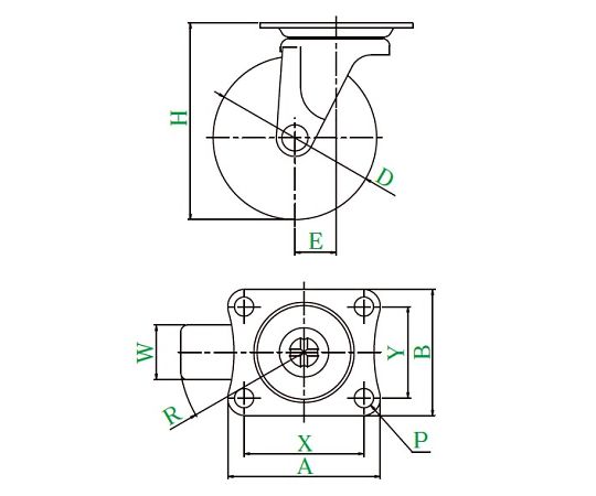 G型キャスター 自在車プレート式 径25mm ナイロン車輪　G-25N 1個