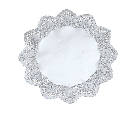 ドイリー　銀丸型レースペーパー（100枚入）　8号 1セット(100枚入)