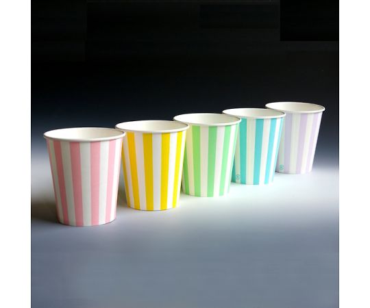 紙コップ　業務用ストライプカップ/5色アソート　205mL　100個　004535600 1束(100個入)