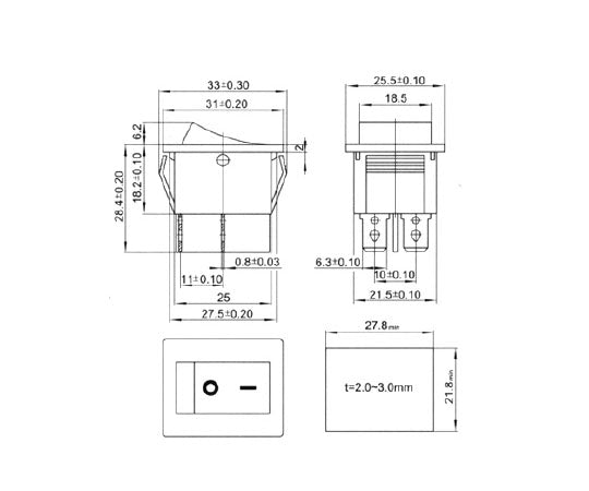 大型波動スイッチ　KCD4-201-01011CBBA 1個