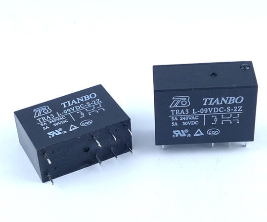 9V小型パワーリレー　接点容量：5A　2回路C接点　GB-RLY-2C9V-CC5A 1個