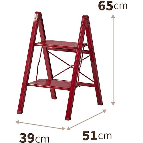 ＴＥＮＭＡ　アルミ踏み台スリム２段　レッド　812004234　1 台